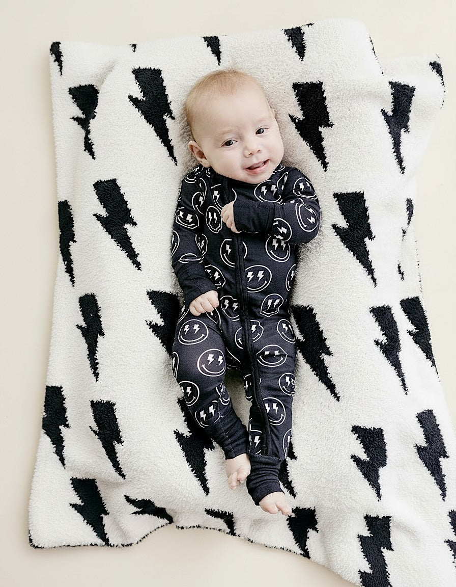 Bamboo Zip Romper | Electric Smiley
