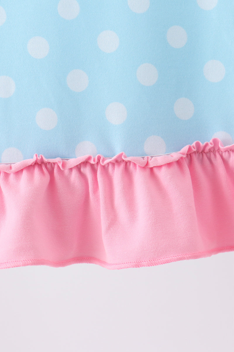 Blue Milk Santa Cookies Ruffle Dress