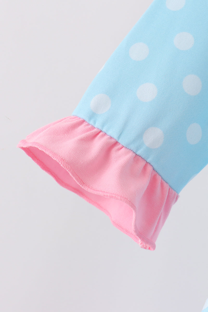 Blue Milk Santa Cookies Ruffle Dress