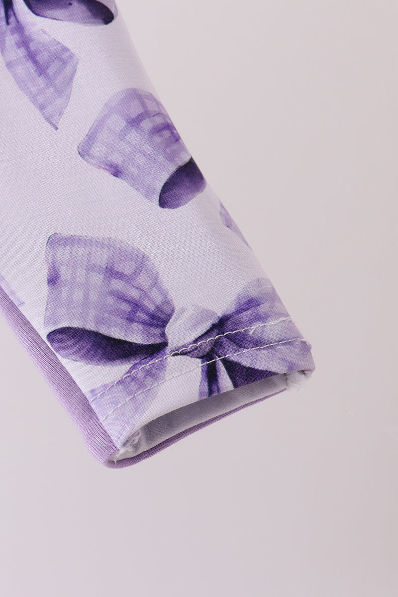 Purple Bow Zip Bamboo Romper