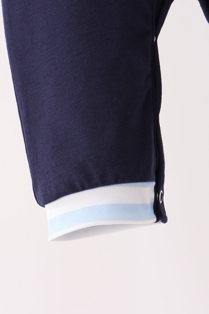 Navy Airplane Embroidery Romper
