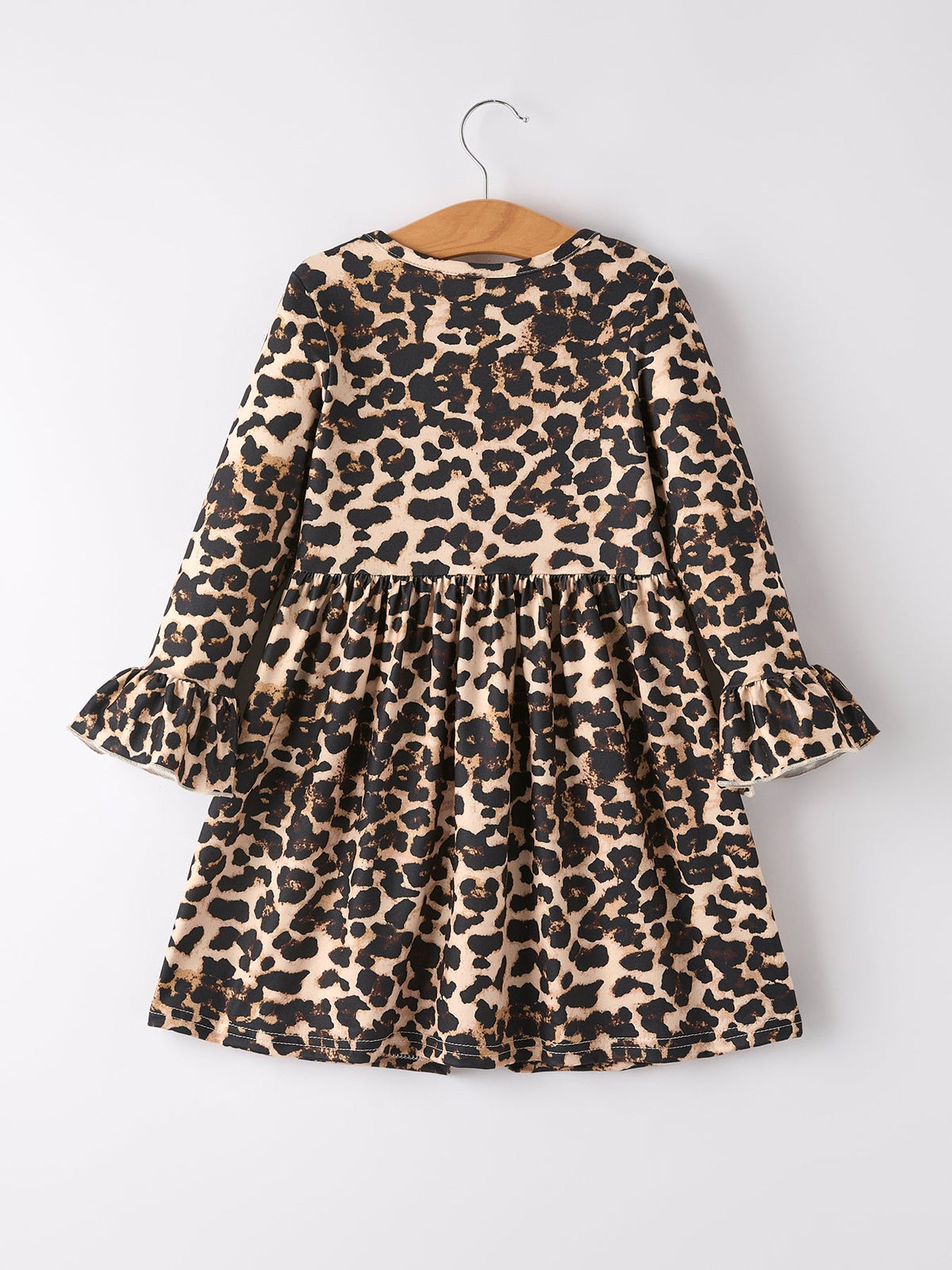 Fall Pumpkin Leopard Print Autumn Girls Ruffle Two-Piece Dress