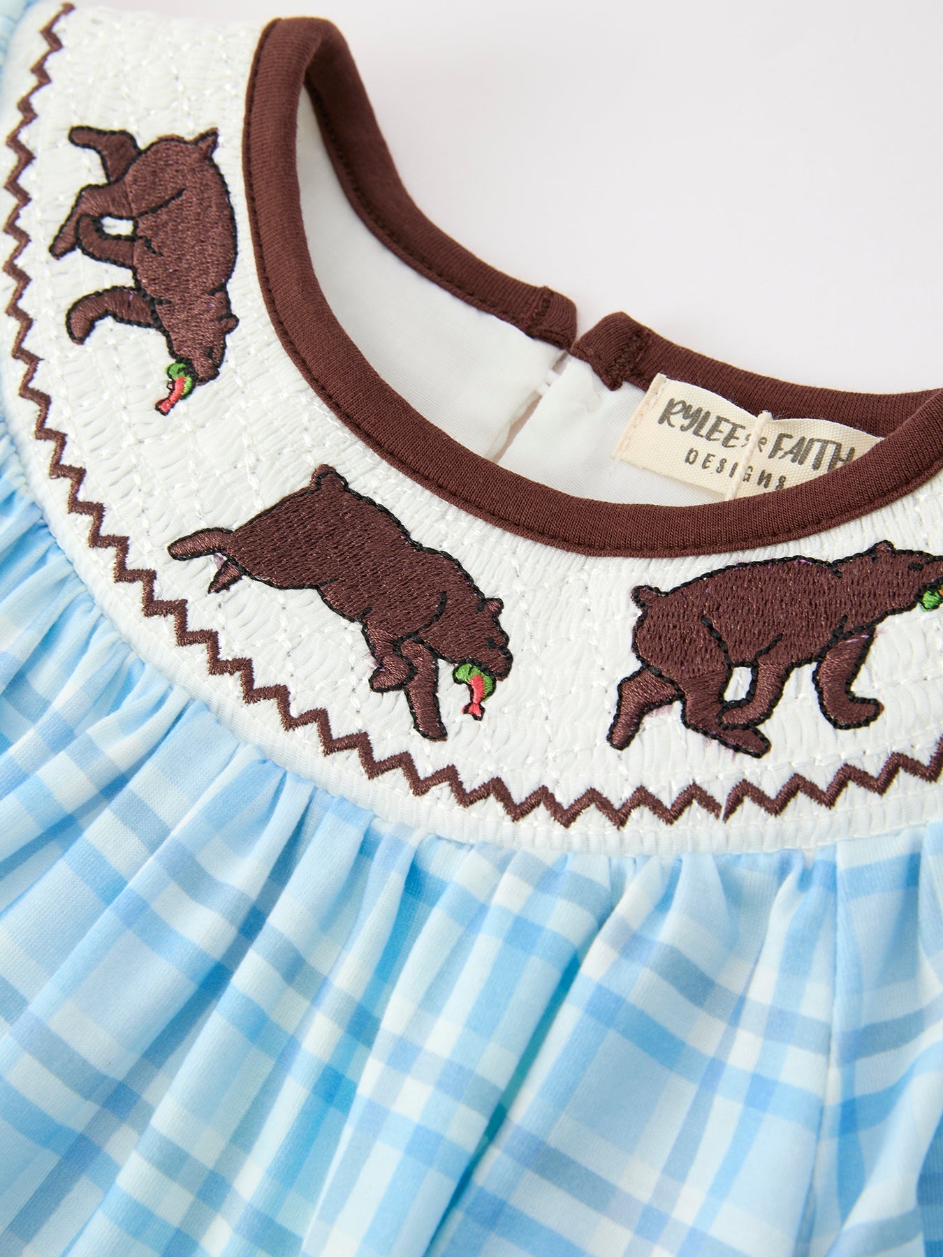 Bear Smocked Plaid Girl Dress