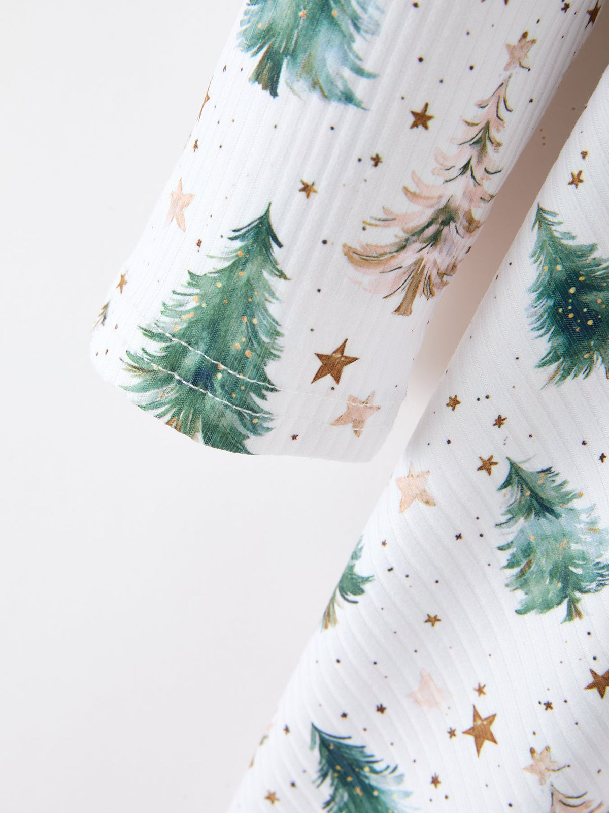 Girls Christmas Tree & Star Ribbed Print Twirl Dress