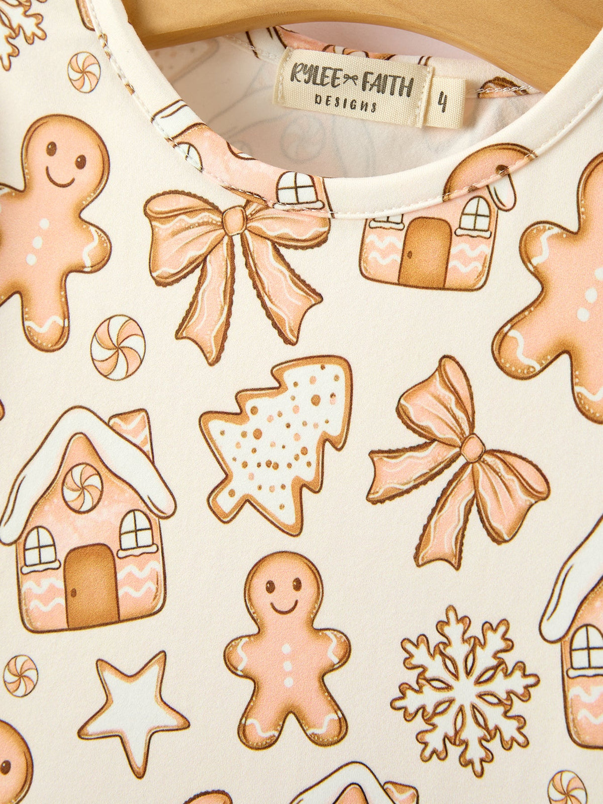 Christmas Gingerbread Cookie Girls Long Sleeve Twirl Dress
