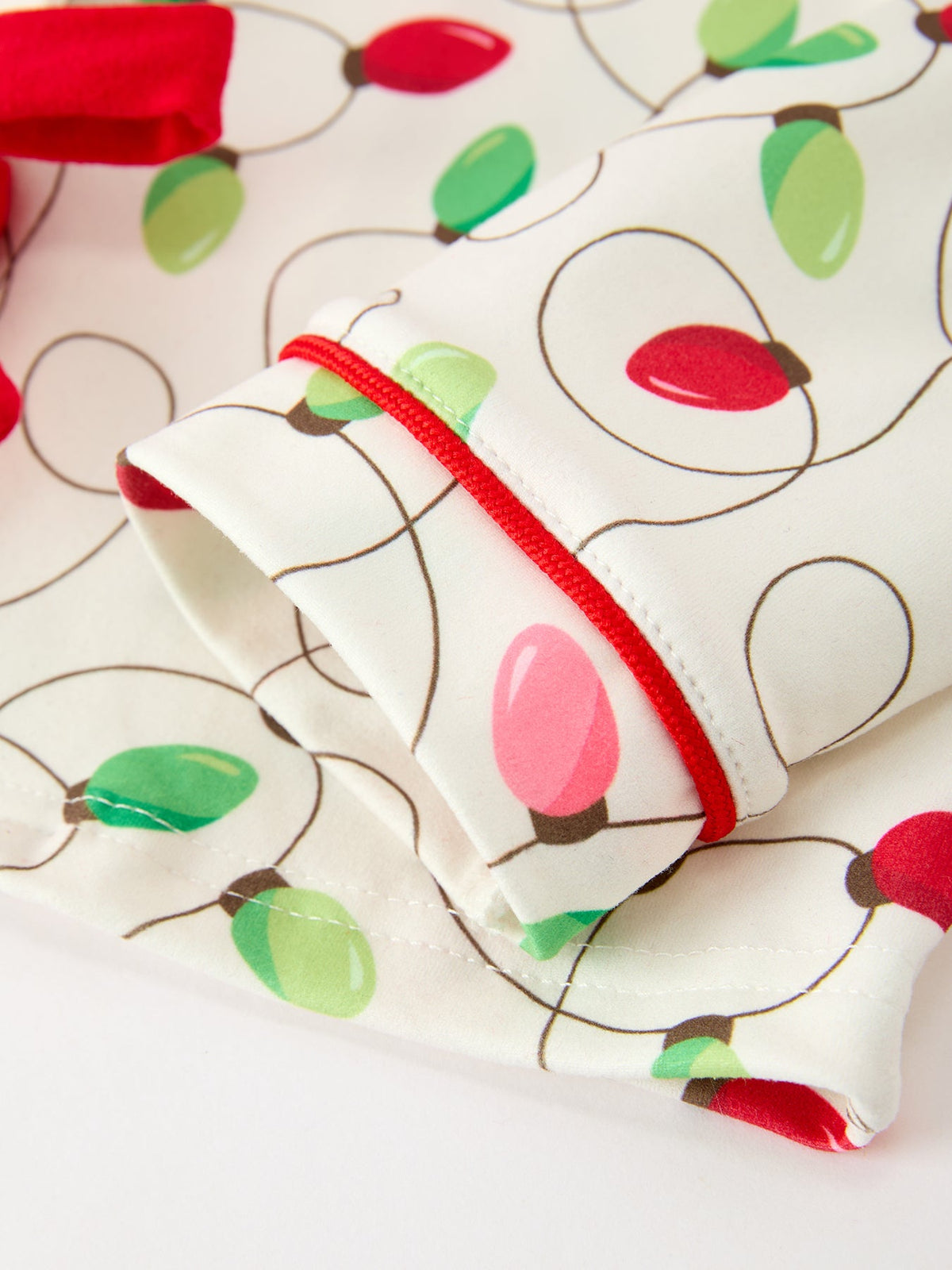 Christmas Lights Print Bow Tie Pajamas Set