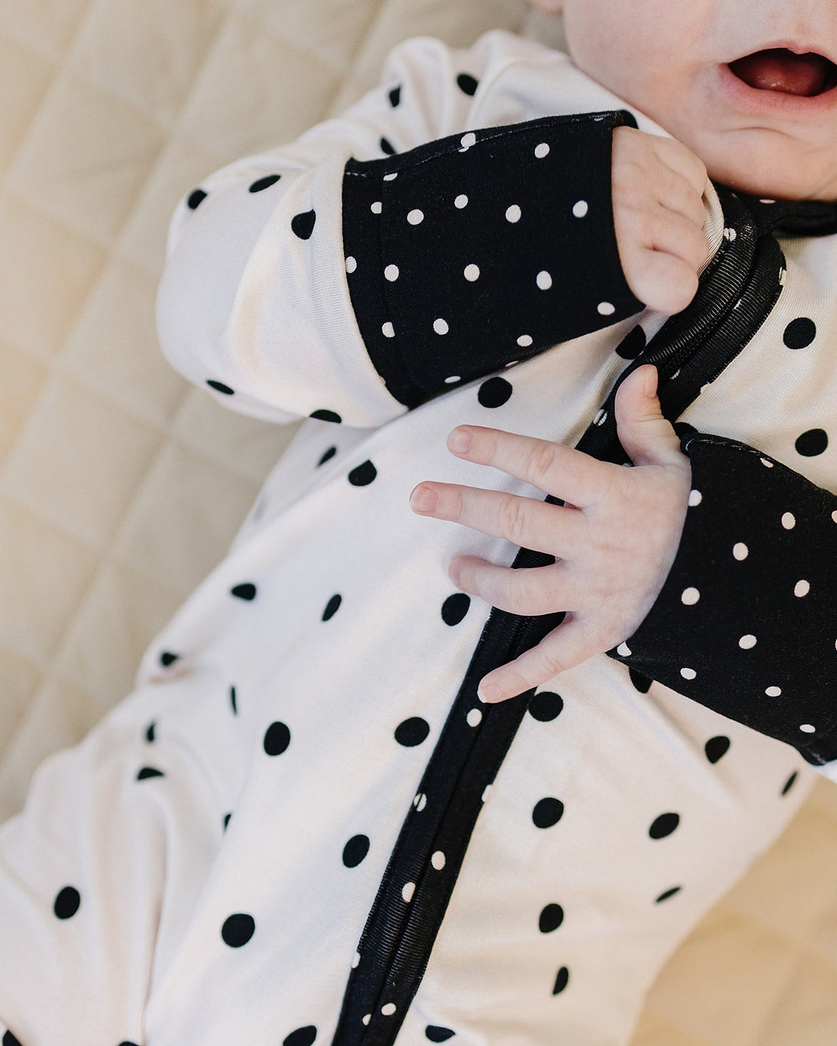 Bamboo Zip Romper | Classic Polka