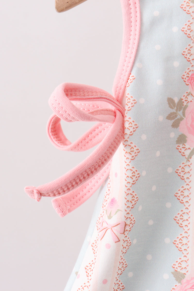 Pink polka dot rose bow bloomer set