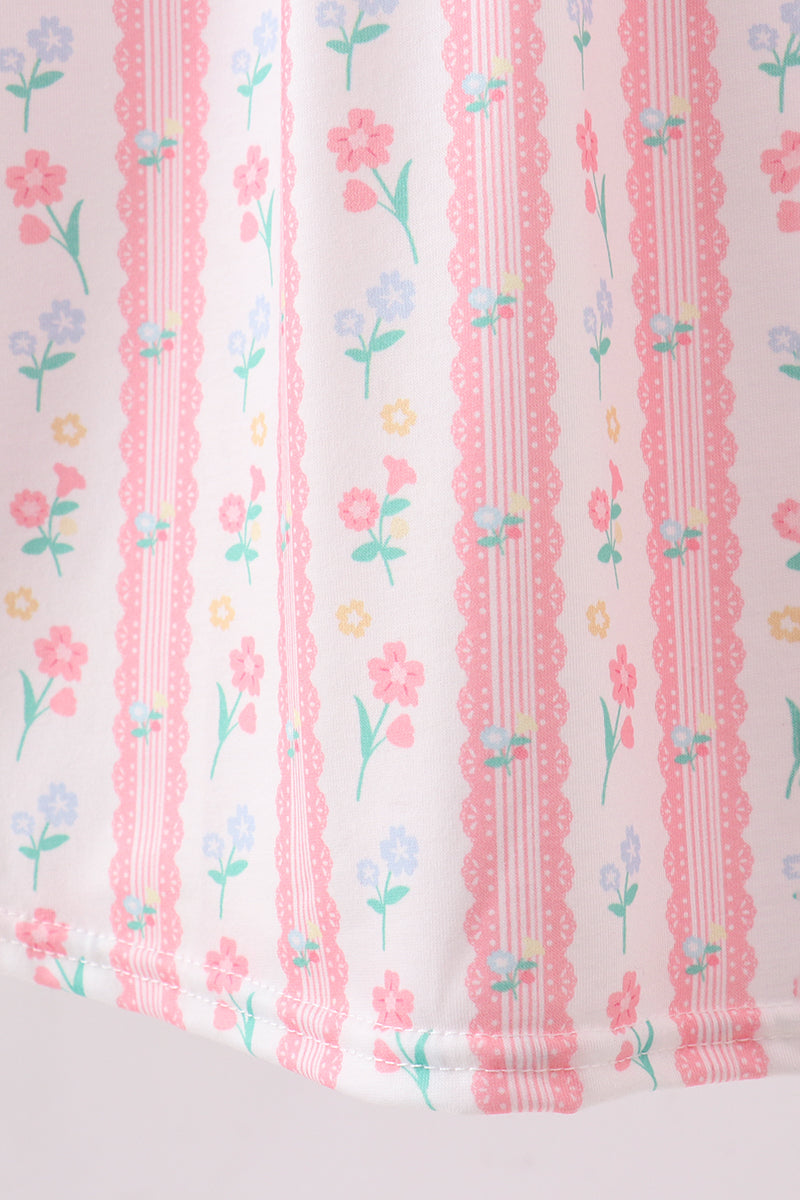 Blush floral smocked ruffle dress
