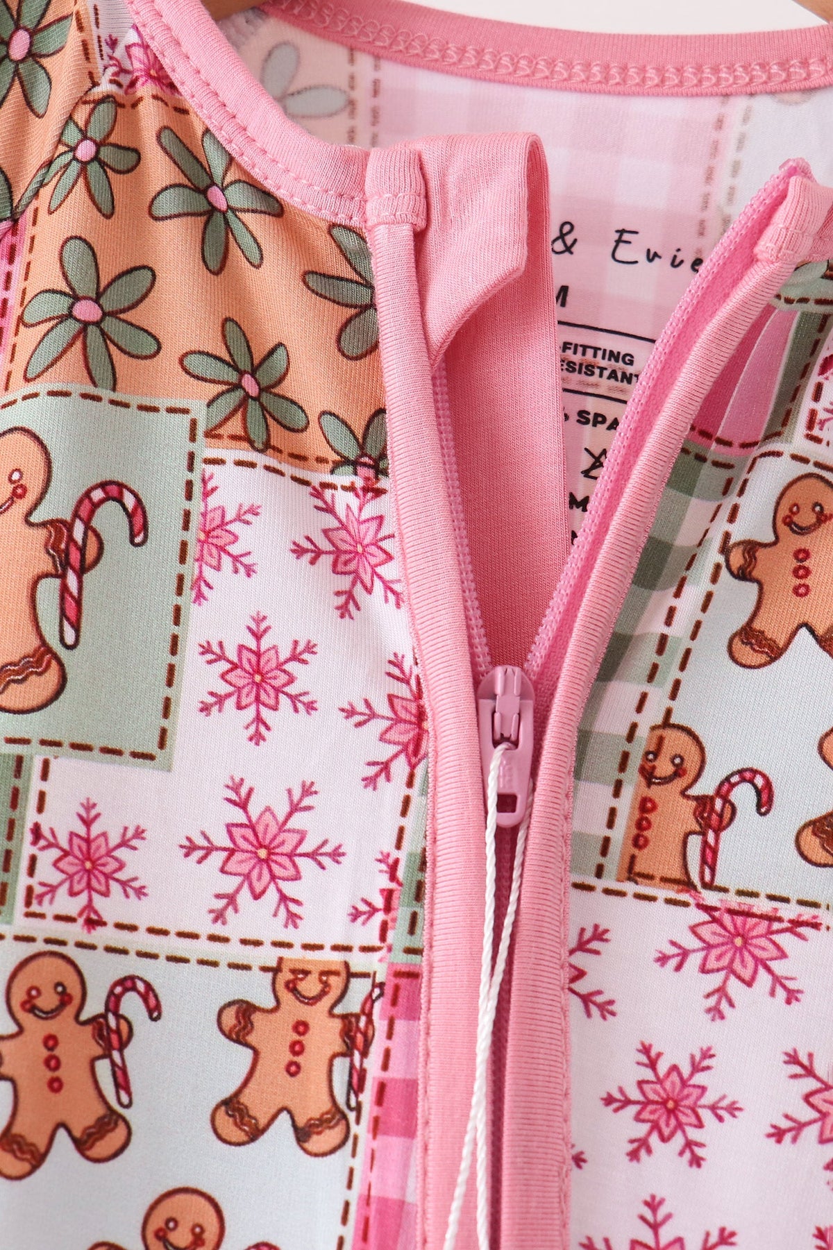 Pink Gingerbread Checkered Bamboo Romper