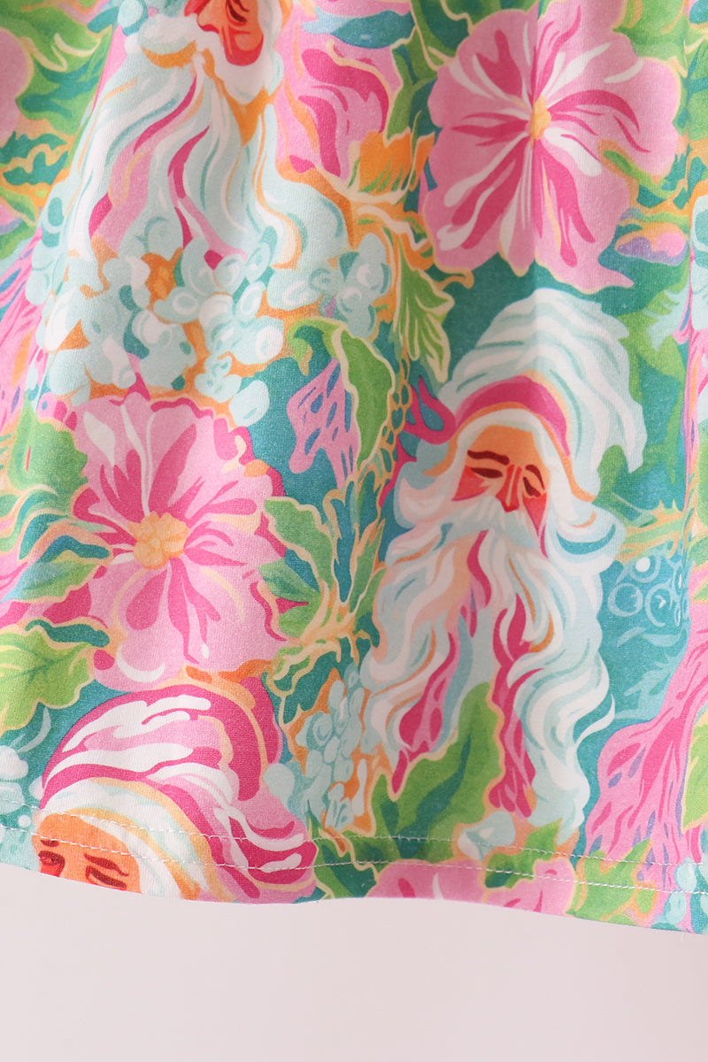Pink Santa Smocked Pants Set