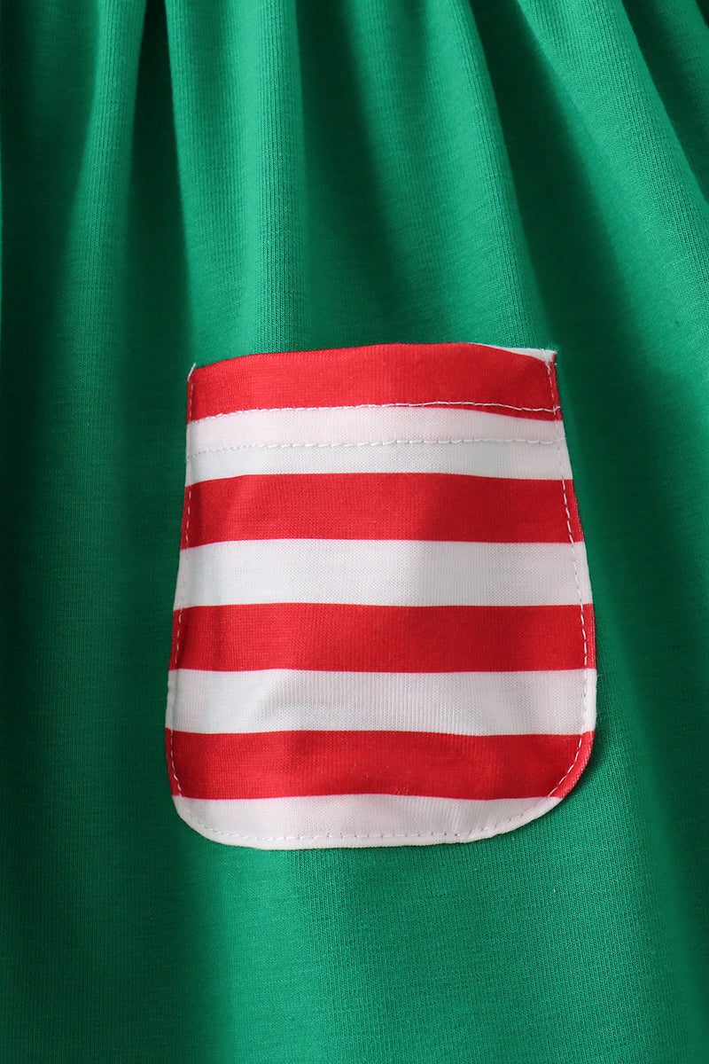 Green Reindeer French Knot Ruffle Pants Set