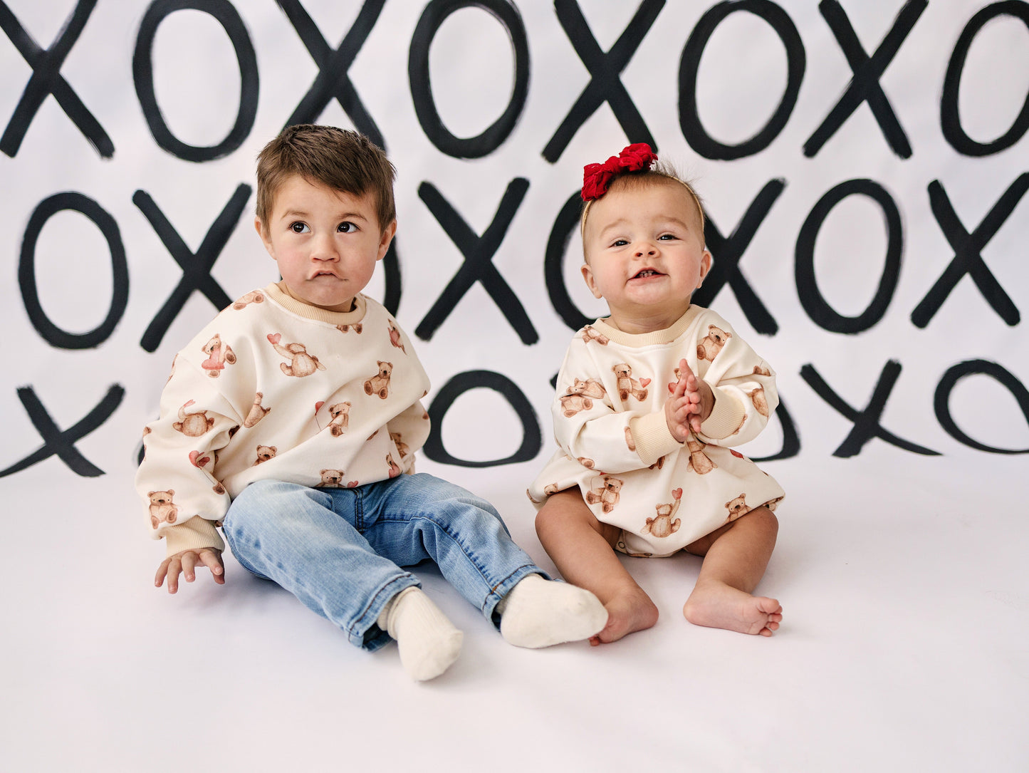 Teddy Bear Hearts Crewneck Sweatshirt