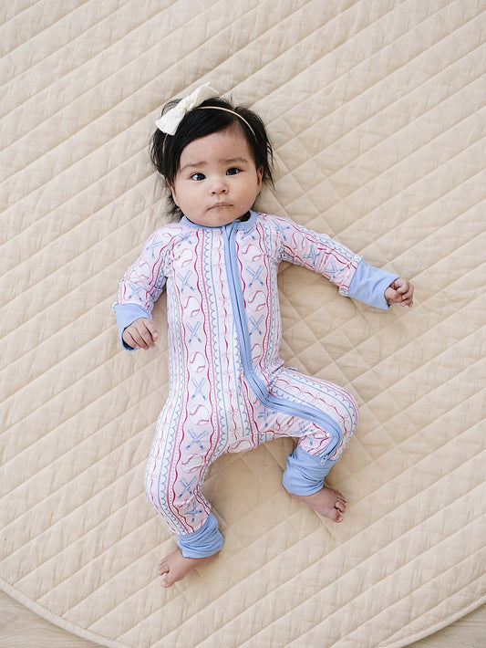 Bamboo Zip Romper | Baseball Girl